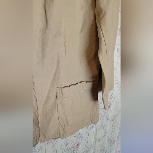 Harold's Size 12 Khaki Unlined Jacket Scalloped Edges - Picture 3 of 6